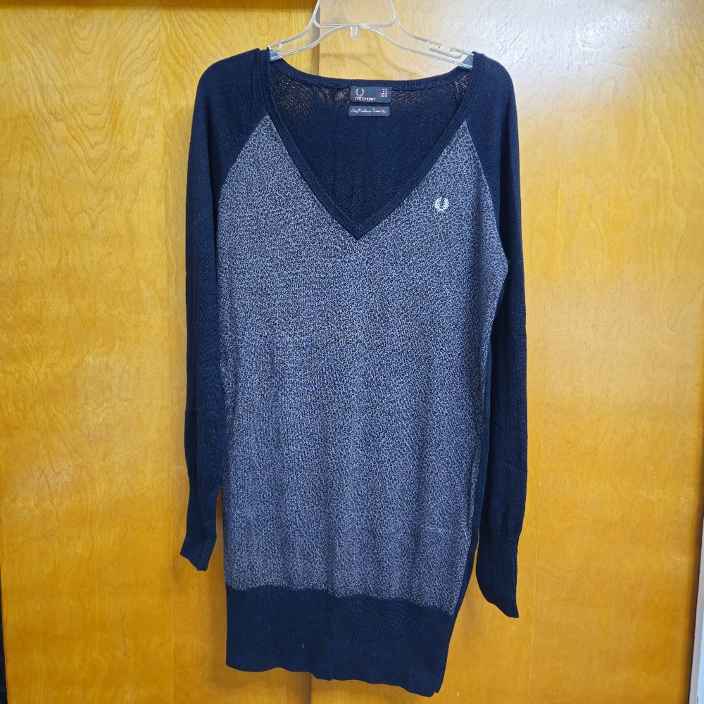 Fred Perry Amy Winehouse Leopard Sweater Dress Size US 10 UK 14 Oi Punk